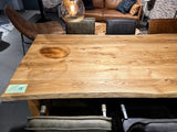 Table de salle à manger Dresden Chêne massif 200 à 300 cm d'épaisseur 4 cm bois huilé avec piètement bois trapèze 6 tailles