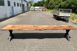 Epoxidharz 400 cm Baumstamm Esstisch Wildeiche gebürstet mit X-Set Gestell