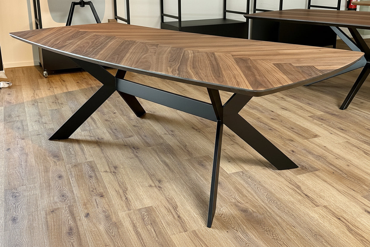 Tischplatten Untergestell Rex Long Exclusive schwarz pulverbeschichtet für Tischplatten 160 bis 260 cm