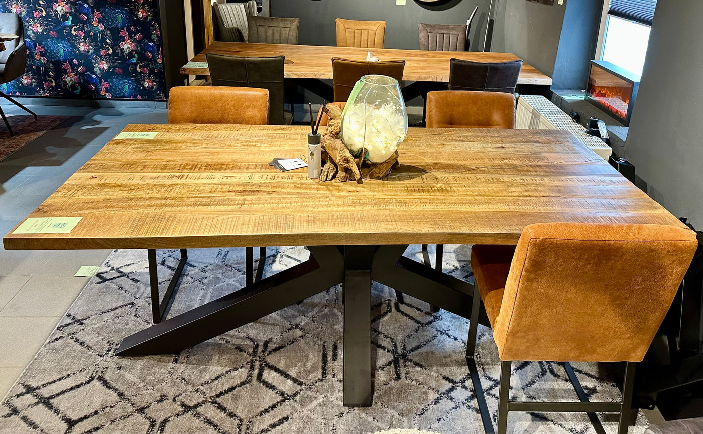Plateau de table en manguier Bombay, bord droit 4cm en 160 180 200 220 240 cm