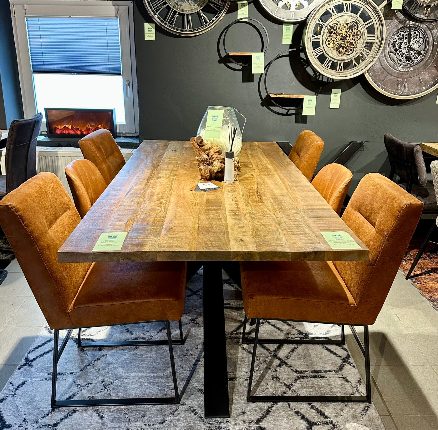 Plateau de table en manguier Bombay, bord droit 4cm en 160 180 200 220 240 cm