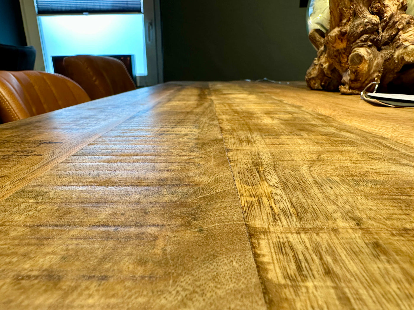 Plateau de table en manguier Bombay, bord droit 4cm en 160 180 200 220 240 cm