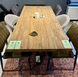 Plateau de table en teck Serang, bord droit de 5 cm, en 180, 200, 220, 240, 260, 280 et 300 cm