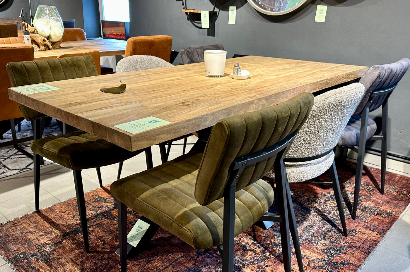 Plateau de table en teck Serang, bord droit de 5 cm, en 180, 200, 220, 240, 260, 280 et 300 cm