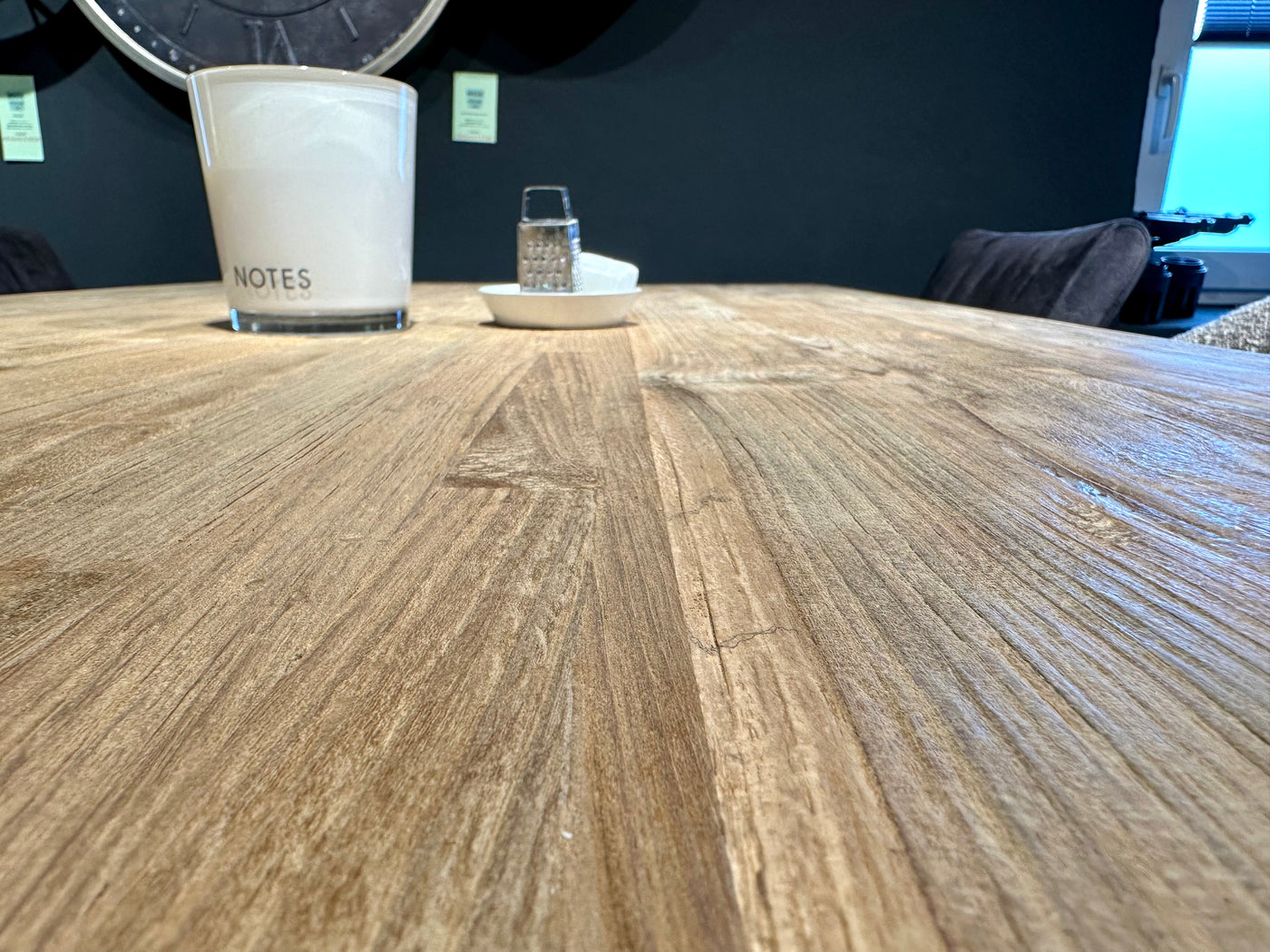 Table à manger Serang Teak 180 à 300 cm bois avec piètement filigrane Matrix Teck massif 6 tailles