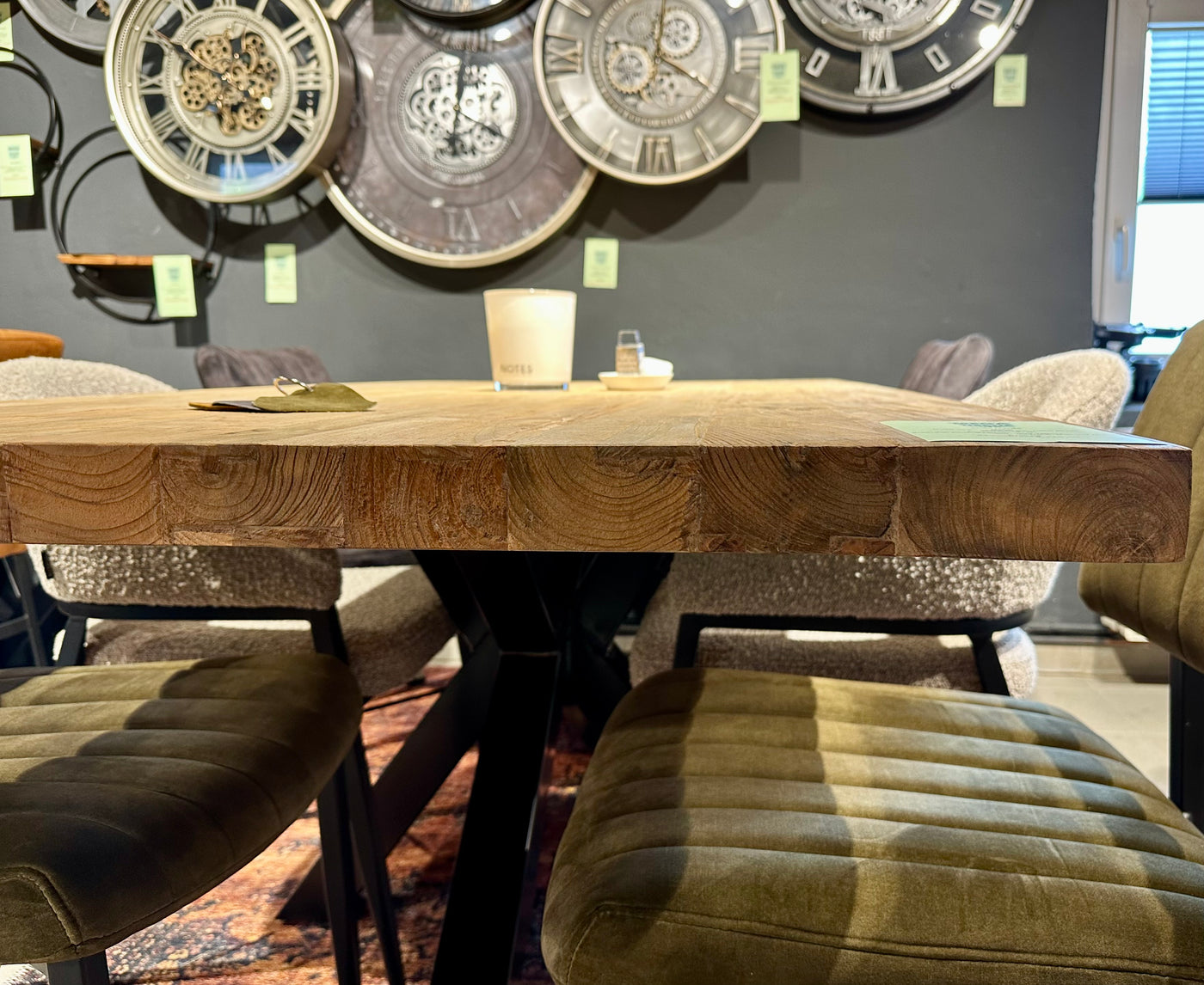 Plateau de table en teck Serang, bord droit de 5 cm, en 180, 200, 220, 240, 260, 280 et 300 cm