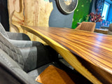 Epoxy Mammut Baumstamm Esstisch Suar 200 und 7 cm massiv mit Spider Gestell