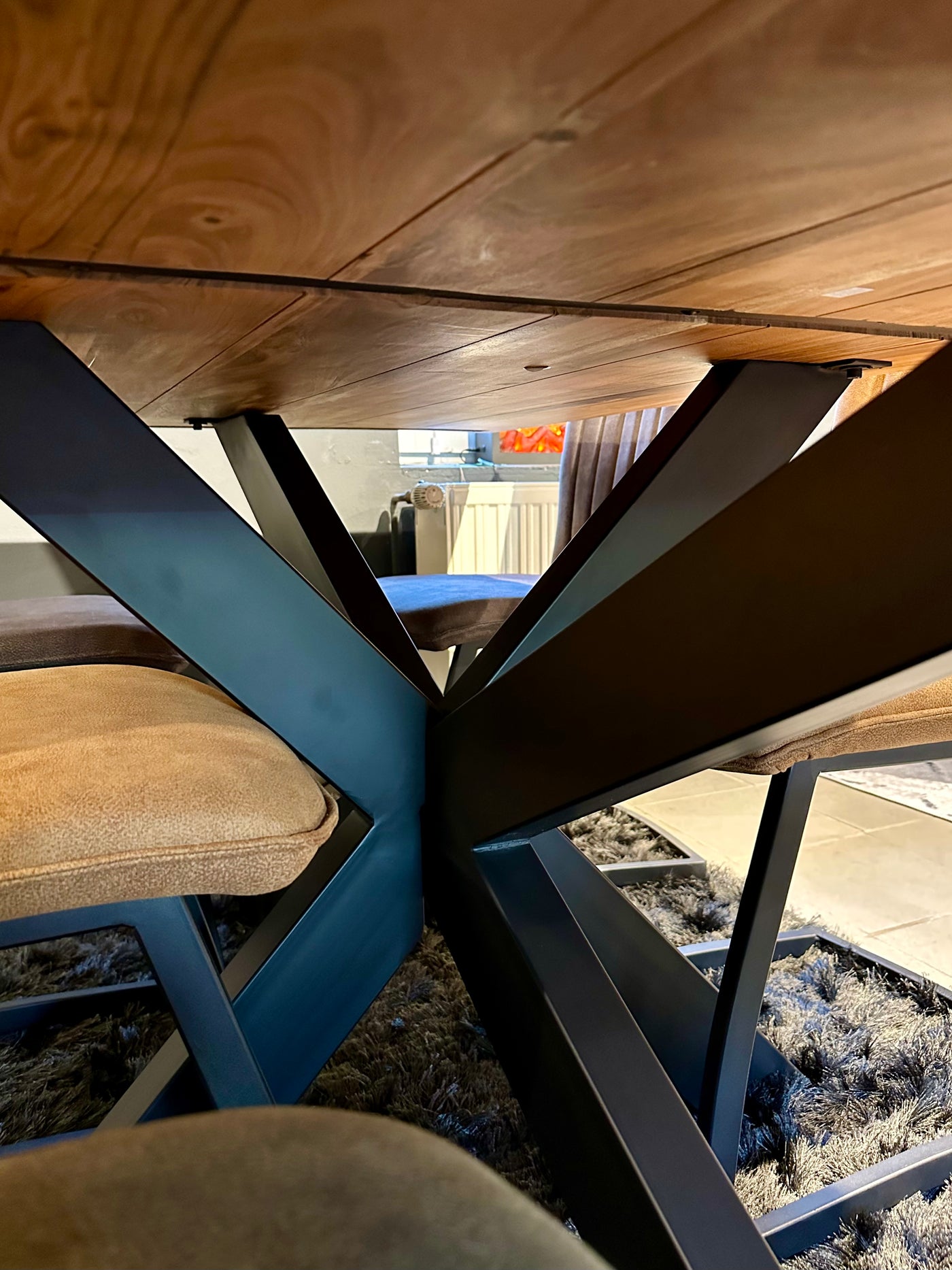 Spider Metall Gestell Bruno schwarz lackiert für Tischplatten bis 220 cm