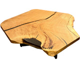 Epoxidharz Couchtisch Viersen Eiche massiv 104 cm geölt mit Dreifuss Metall Gestell schwarz