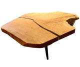 Epoxidharz Couchtisch Viersen Eiche massiv 104 cm geölt mit Dreifuss Metall Gestell schwarz