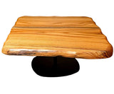 Epoxidharz River Couchtisch Nettetal Eiche massiv 87 cm geölt mit Metall Gestell schwarz