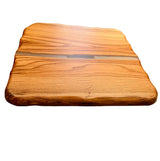 Epoxidharz River Couchtisch Nettetal Eiche massiv 87 cm geölt mit Metall Gestell schwarz