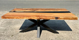 Epoxidharz River Couchtisch Kürten Buche massiv 110 cm Massivholz geölt mit Spider Metall Gestell schwarz
