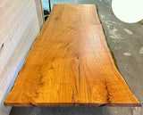 Table tronc d'arbre teck Guyana 240 et 6 cm massif avec piètement en V