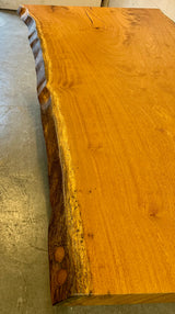 Table tronc d'arbre teck Guyana 240 et 6 cm massif avec piètement en V