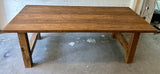 Table à manger chêne rustique 220 cm avec piètement en bois, ensemble brun-noir