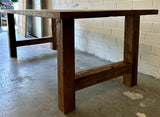 Table à manger chêne rustique 220 cm avec piètement en bois, ensemble brun-noir