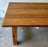 Table à manger chêne rustique 220 cm avec piètement en bois, ensemble brun-noir