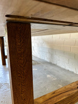Table à manger chêne rustique 220 cm avec piètement en bois, ensemble brun-noir