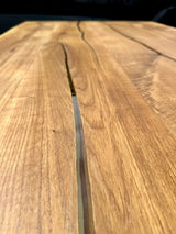 Epoxidharz Esstisch Lindlar Eiche massiv 220 cm Massivholz geölt mit Spider Metall Gestell schwarz