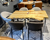 Pièce unique bord naturel table à manger frêne noble laqué 140 cm avec piètement blanc