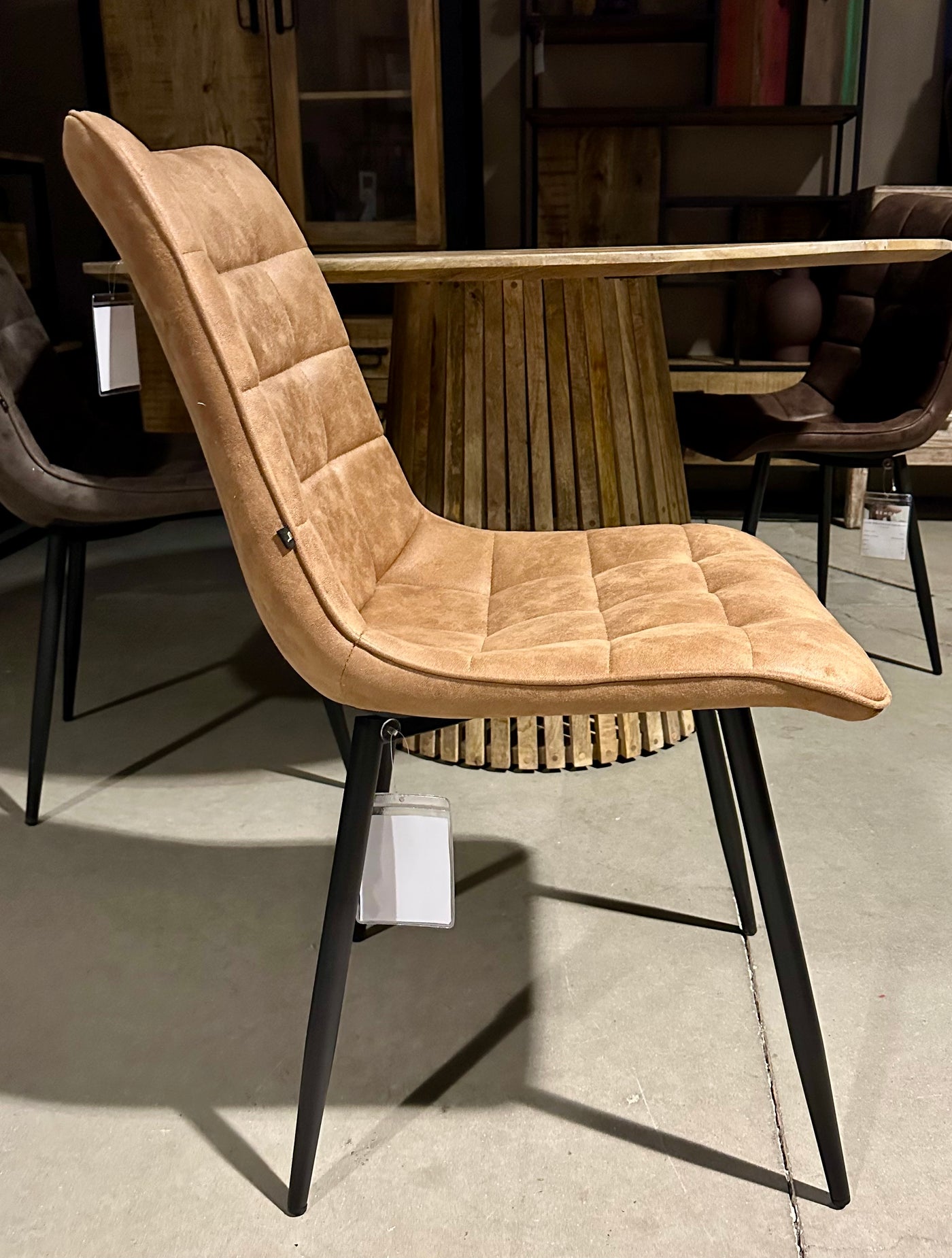 Mikrofaser Stuhl Lucie in 5 Farben Cognac Hellbraun Dunkelbraun Grün Anthrazit