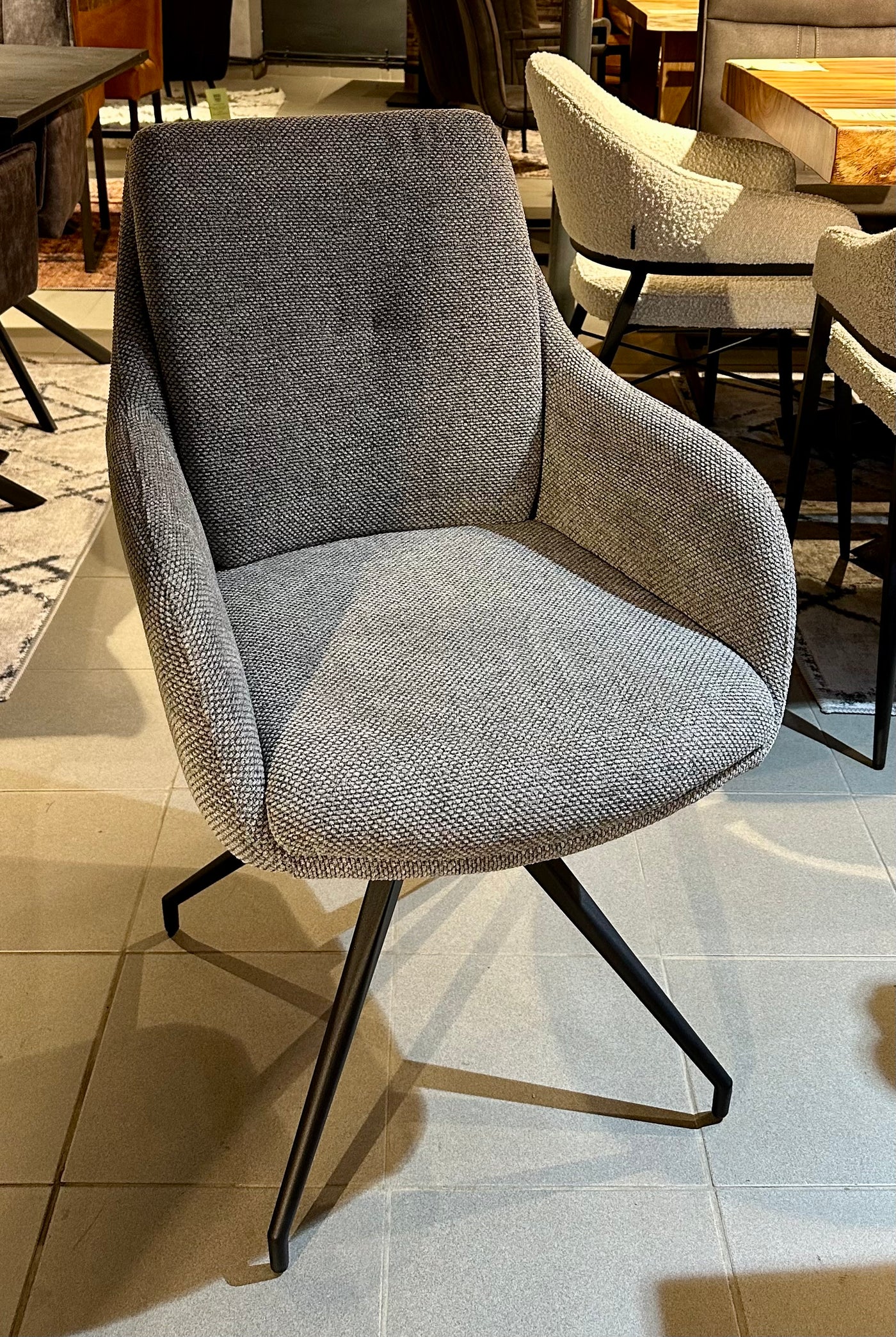 Chaise de salle à manger Icony tissu en 3 couleurs : vert, anthracite, gris
