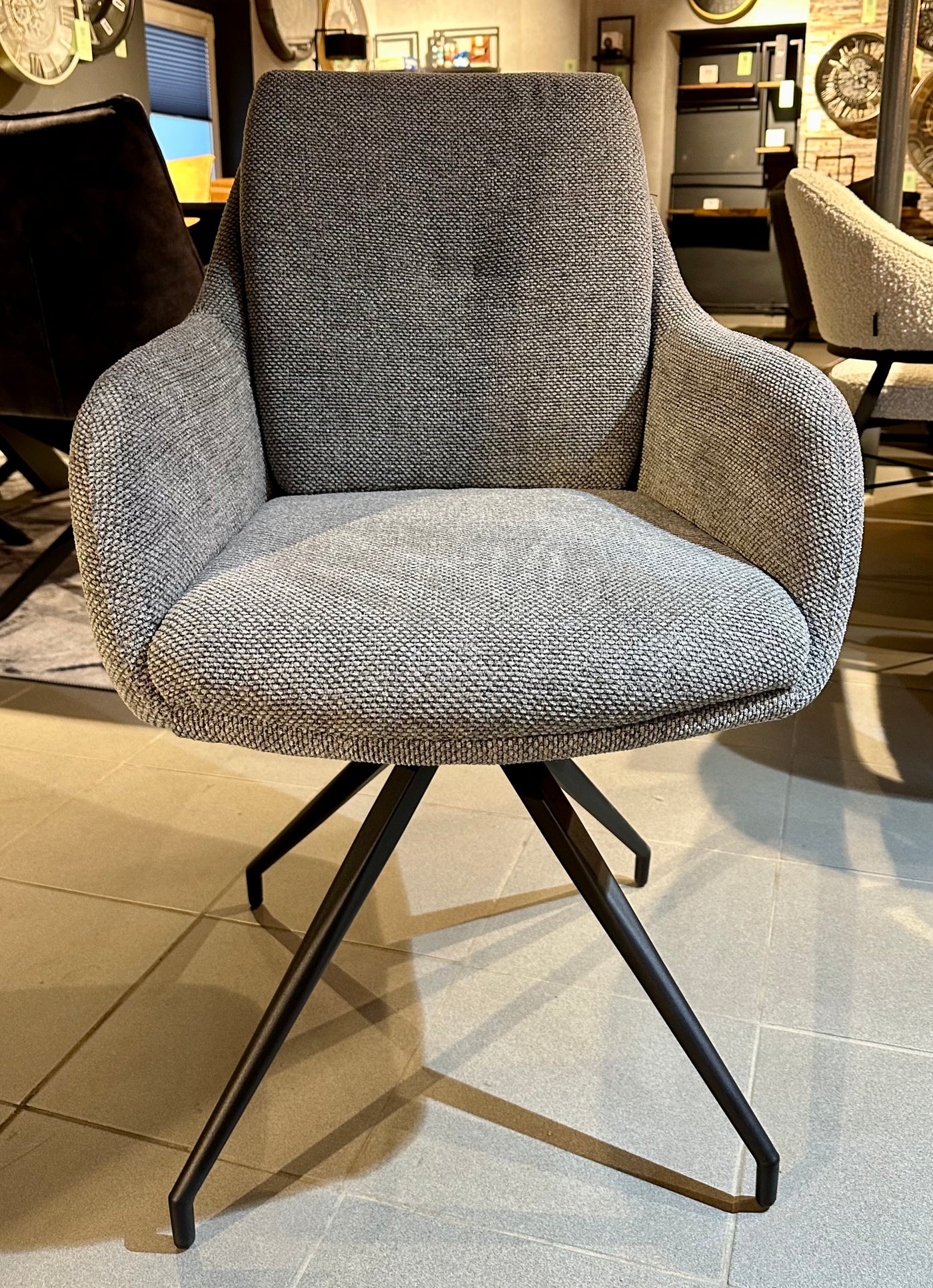 Chaise de salle à manger Icony tissu en 3 couleurs : vert, anthracite, gris