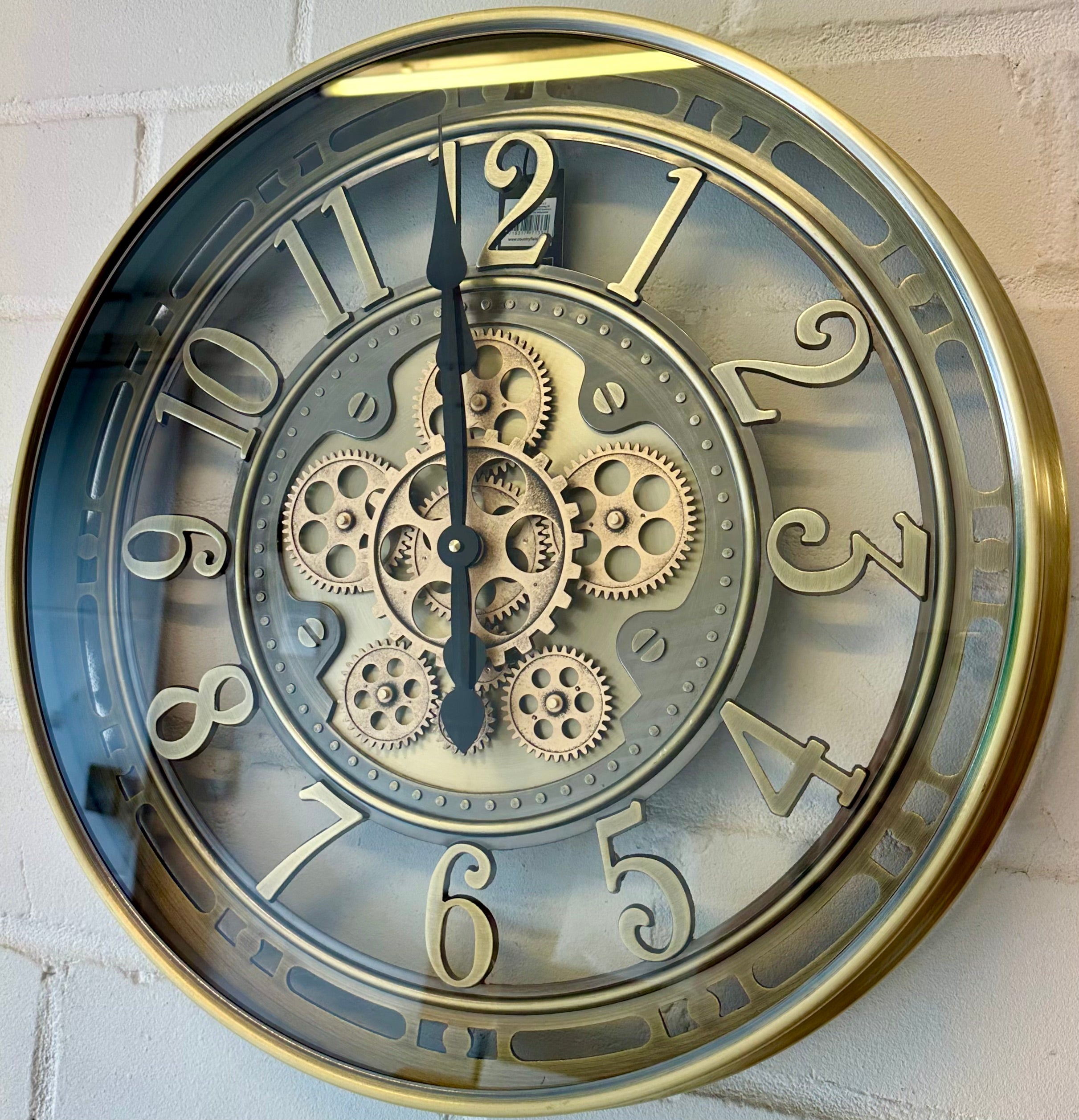 Wanduhr Zahnrad Berlin Zählwerk Animation gold 55 cm