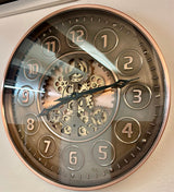 Shelton 46 cm Wanduhr Zahnrad Zählwerk Animation bronze Kupfer