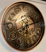 Shelton 46 cm Wanduhr Zahnrad Zählwerk Animation bronze Kupfer