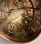 Shelton 46 cm Wanduhr Zahnrad Zählwerk Animation bronze Kupfer