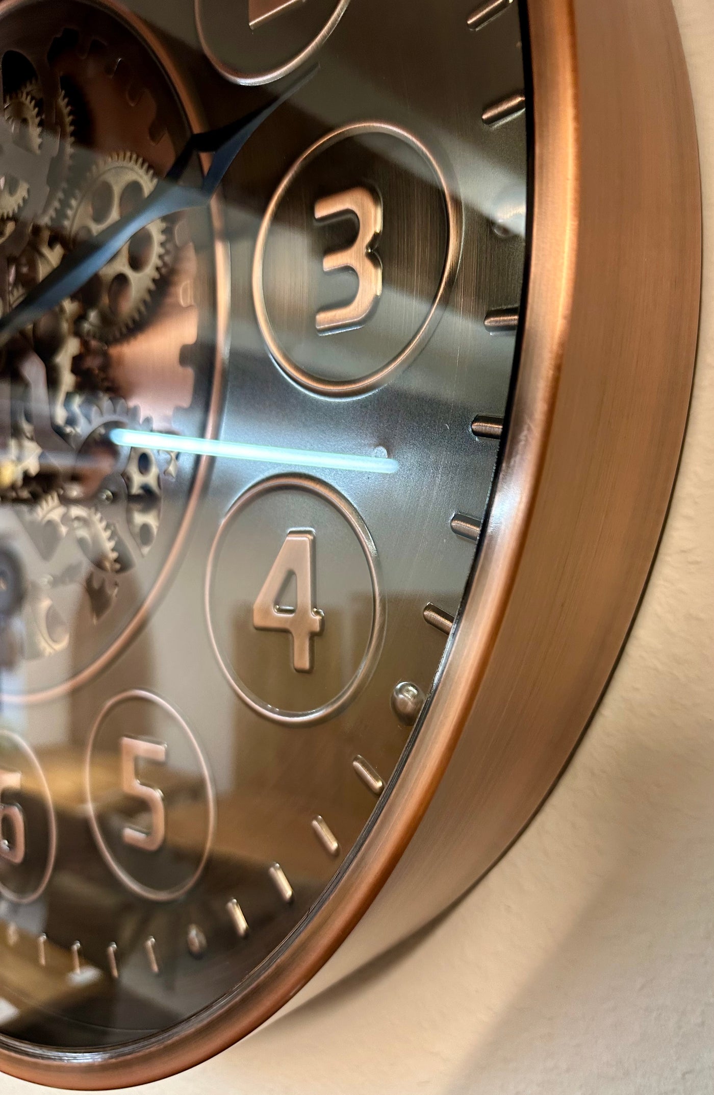 Shelton 46 cm Wanduhr Zahnrad Zählwerk Animation bronze Kupfer
