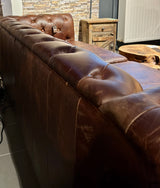 Chesterfield Sofa Kamelleder dunkel hell braun 2,5 Sitzer Couch Echt Leder gewachst