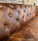 Canapé Chesterfield cuir de chameau marron foncé clair canapé 2,5 places en cuir véritable ciré