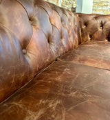 Canapé Chesterfield cuir de chameau marron foncé clair canapé 2,5 places en cuir véritable ciré