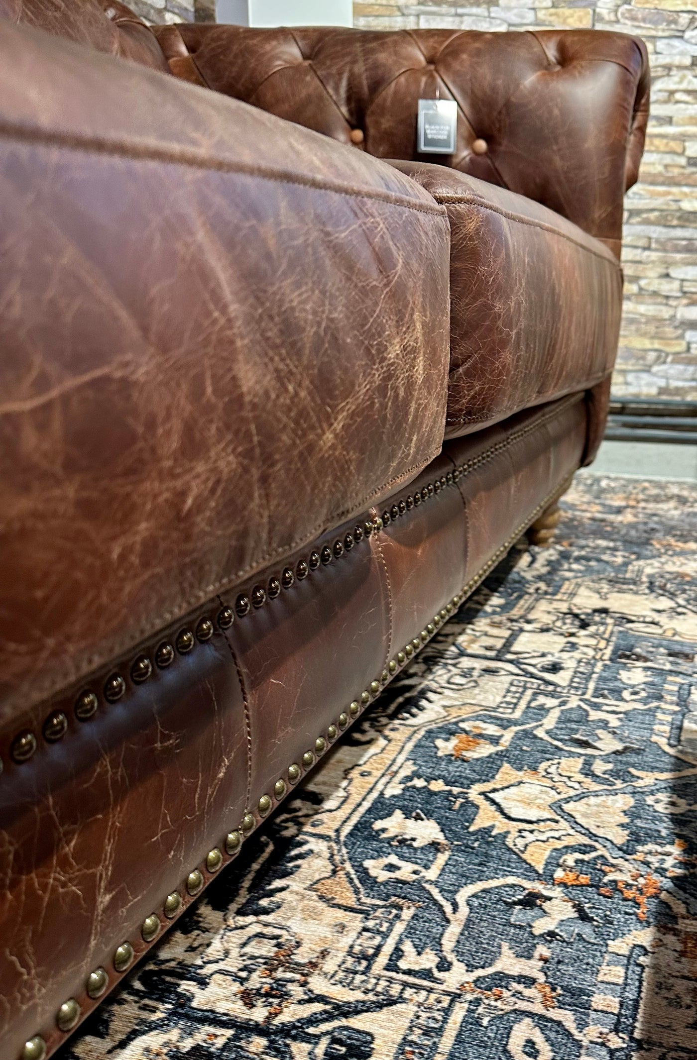 Canapé Chesterfield cuir de chameau marron foncé clair canapé 2,5 places en cuir véritable ciré