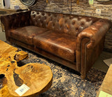 Chesterfield Sofa Kamelleder dunkel hell braun 2,5 Sitzer Couch Echt Leder gewachst