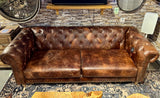 Chesterfield Sofa Kamelleder dunkel hell braun 2,5 Sitzer Couch Echt Leder gewachst