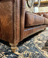 Chesterfield Sofa Kamelleder dunkel hell braun 2,5 Sitzer Couch Echt Leder gewachst