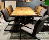 Dänisch Oval Design Esstisch Eiche massiv 3 - 200 bis 240 cm geölt mit Butterfly Gestellset schwarz Schweizer Kante