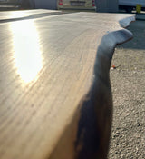 Epoxy Baumstamm Rivertable Esstisch Eiche 300 und 4 cm massiv mit Spider Gestell
