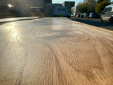 Epoxy Baumstamm Rivertable Esstisch Eiche 300 und 4 cm massiv mit Spider Gestell