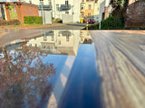 Epoxy Baumstamm Rivertable Esstisch Eiche 300 und 4 cm massiv mit Spider Gestell