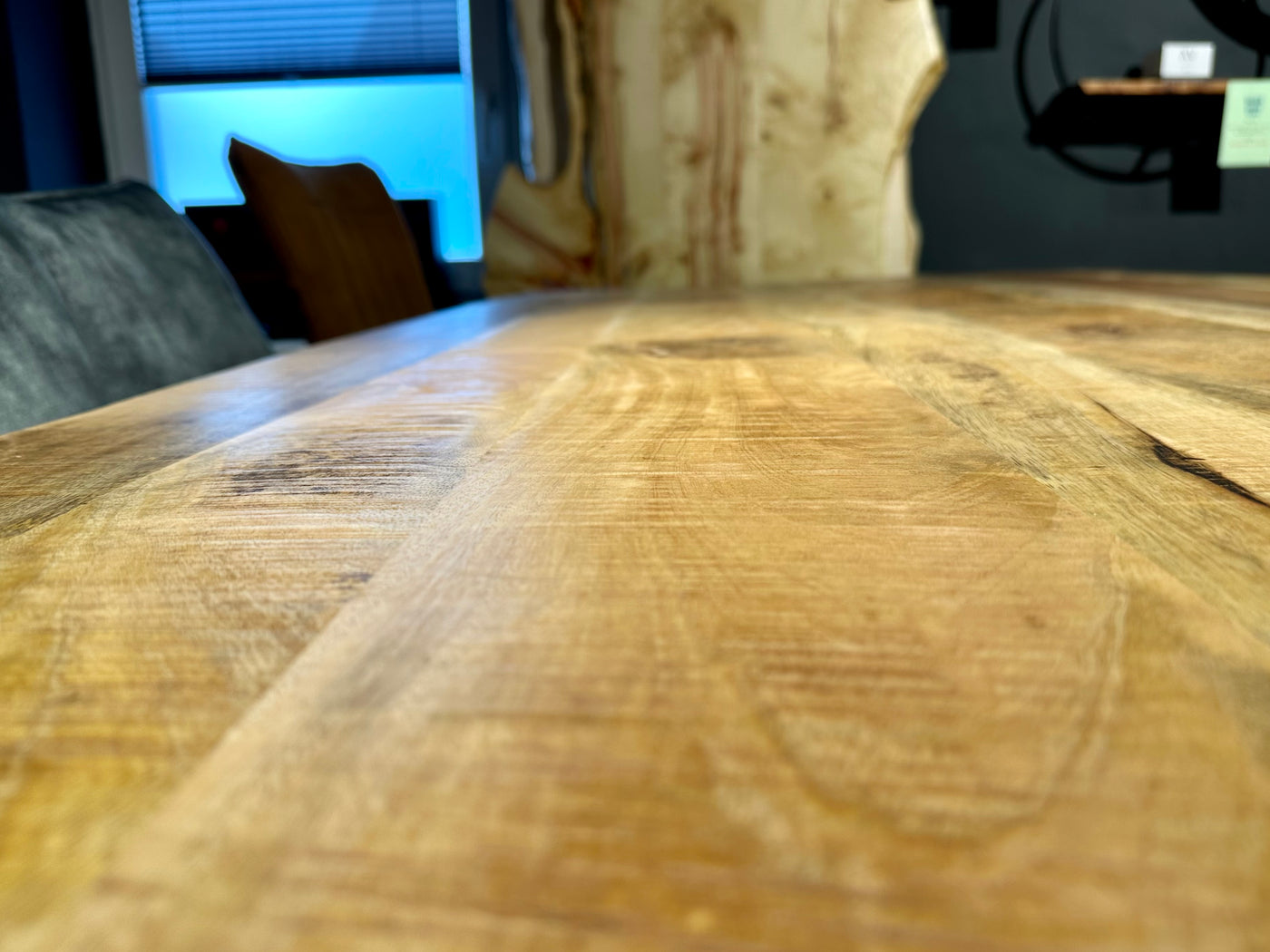 Plateau de table en manguier Bombay, bord droit 4cm en 160 180 200 220 240 cm
