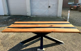 Rivertable Epoxidharz Esstisch Kernbuche 240 cm massiv mit Metall Spider Gestell