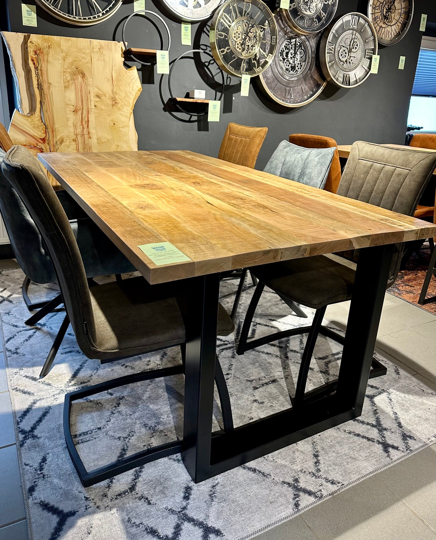 Plateau de table en manguier Bombay, bord droit 4cm en 160 180 200 220 240 cm