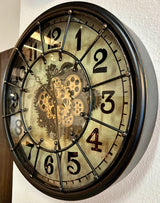 Große Wanduhr Robin Industrie Stil Zahnrad Zählwerk 60 cm Schwarz
