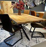 4 cm Esstisch Java Mango 160 bis 240 Holz mit filigranem Matrix Gestell schwarz massiv 5 Größen