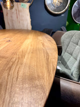 Esstisch Eiche Oval mit Schweizer Kante massiv 200 bis 300 cm geölt mit Holzgestell
